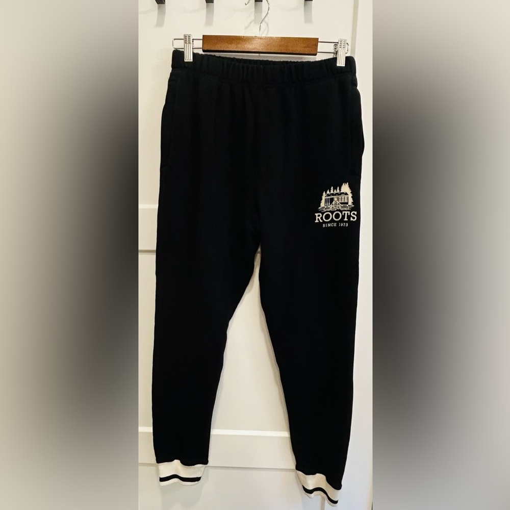 Roots Black Jogger Pants Unisex  XS